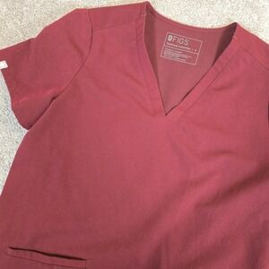 Figs Technical Collection Scrub Top Two Pocket Red Size Small